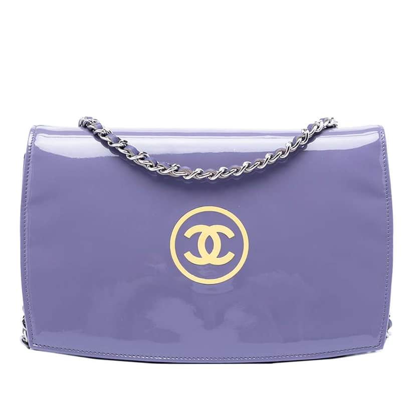 Chanel CC Patent Wallet On Chain Purple Leather Good condition - Front View