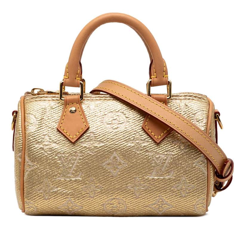 Louis Vuitton Monoglam Nano Speedy Bandouliere Gold Canvas Good condition - Front View