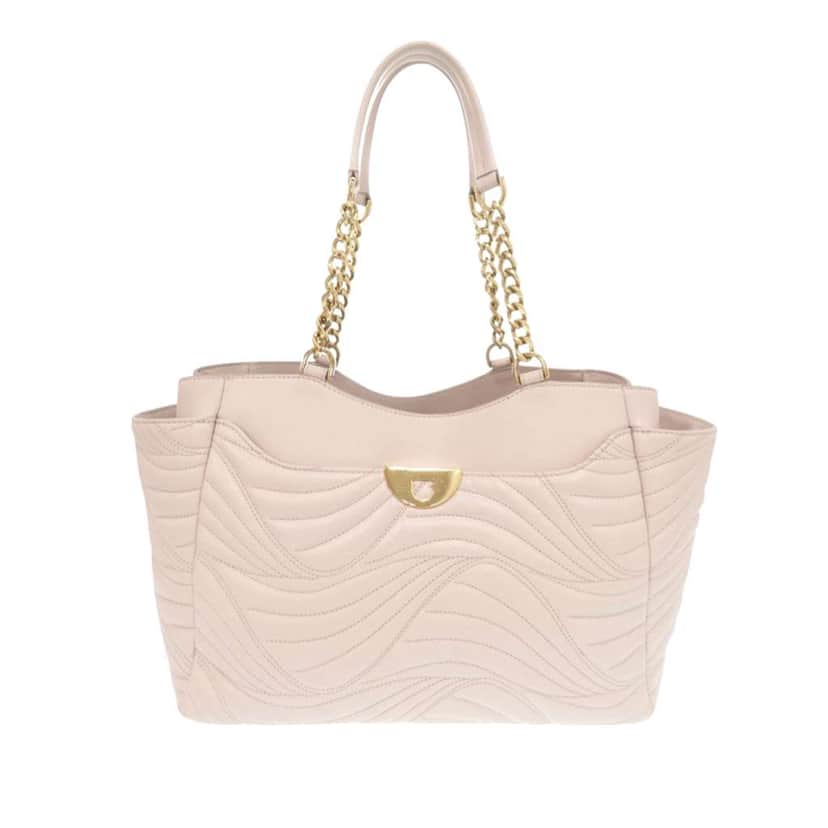 Salvatore Ferragamo Quilted Leather Lianne Tote Pink Leather Good condition - Front View