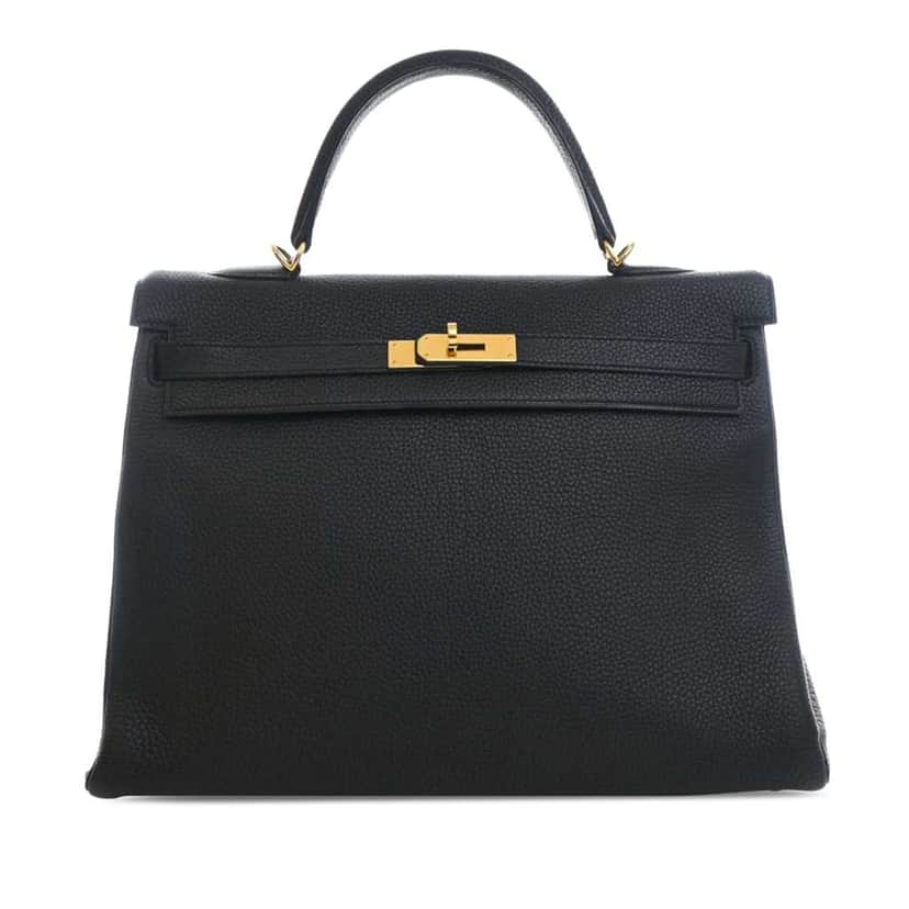 Hermès Togo Kelly II Retourne 35 Black Leather Good condition - Front View