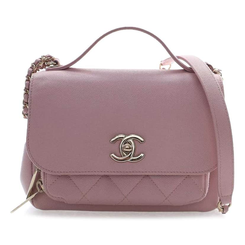 Chanel Small Caviar Business Affinity Top Handle Bag Pink Leather Good condition - Front View