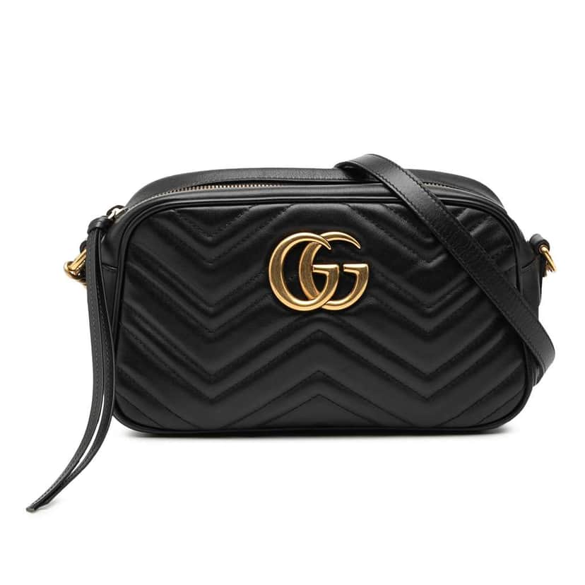 Gucci Small GG Marmont Matelasse Leather Crossbody Black Leather Good condition - Front View