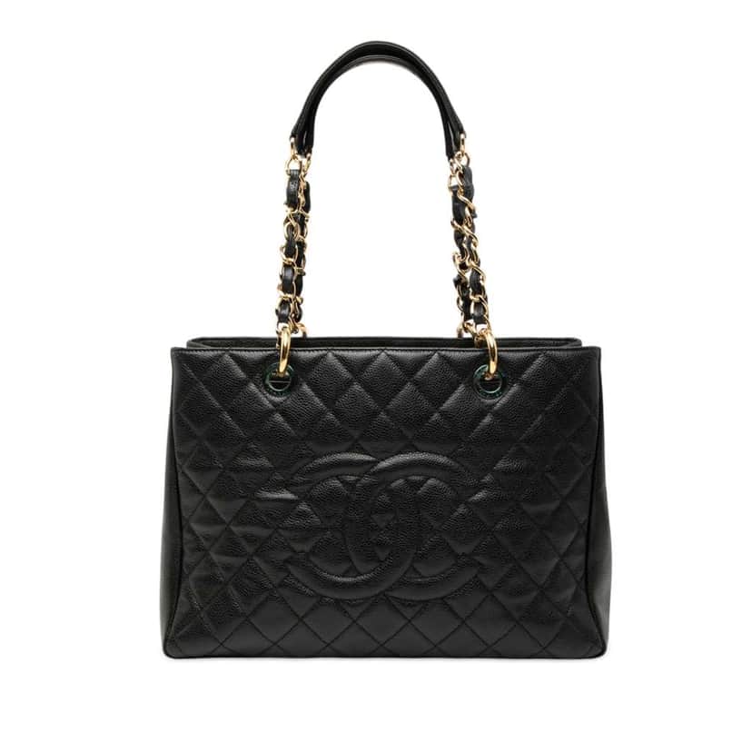 Chanel Caviar Grand Shopping Tote Black Leather Good condition - Front View