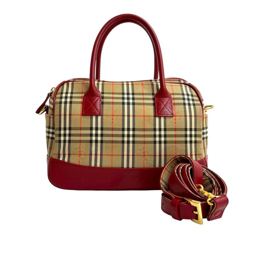 Burberry Haymarket Check Canvas Satchel Beige Canvas Good condition - Front View