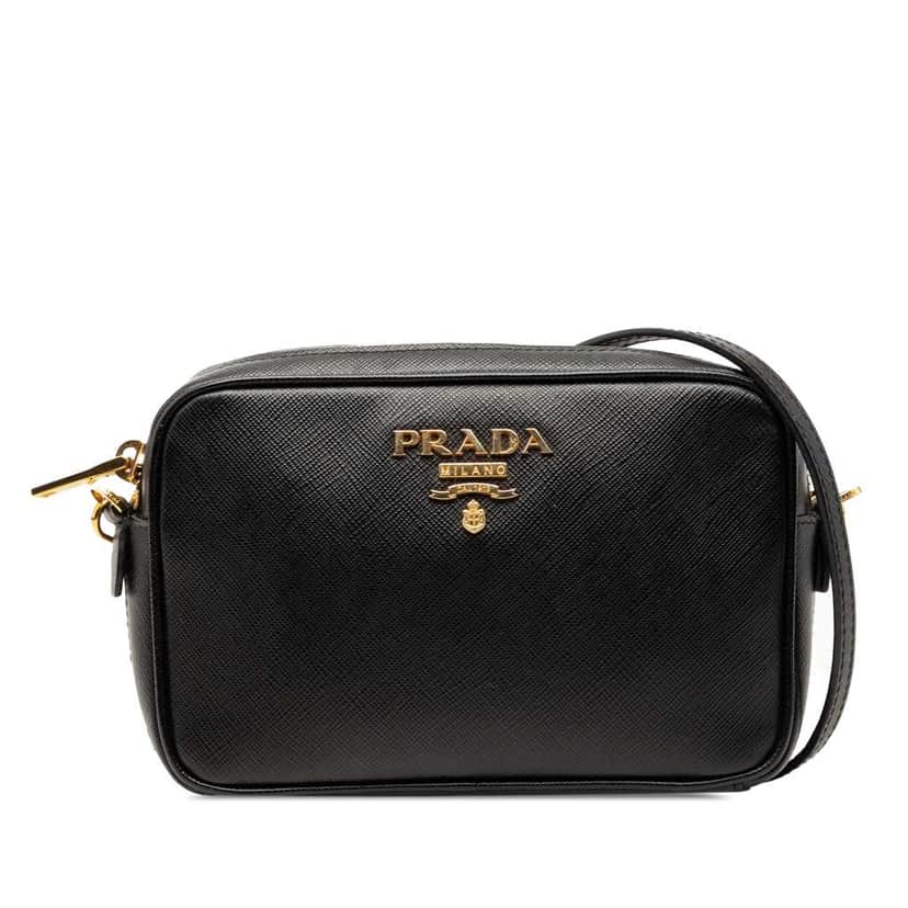 Prada Saffiano Lux Camera Bag Black Leather Good condition - Front View