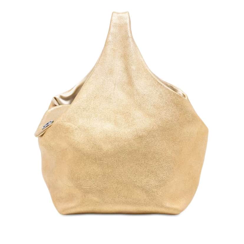 Chanel CC Metallic Lambskin Hobo Gold Leather Good condition - Front View