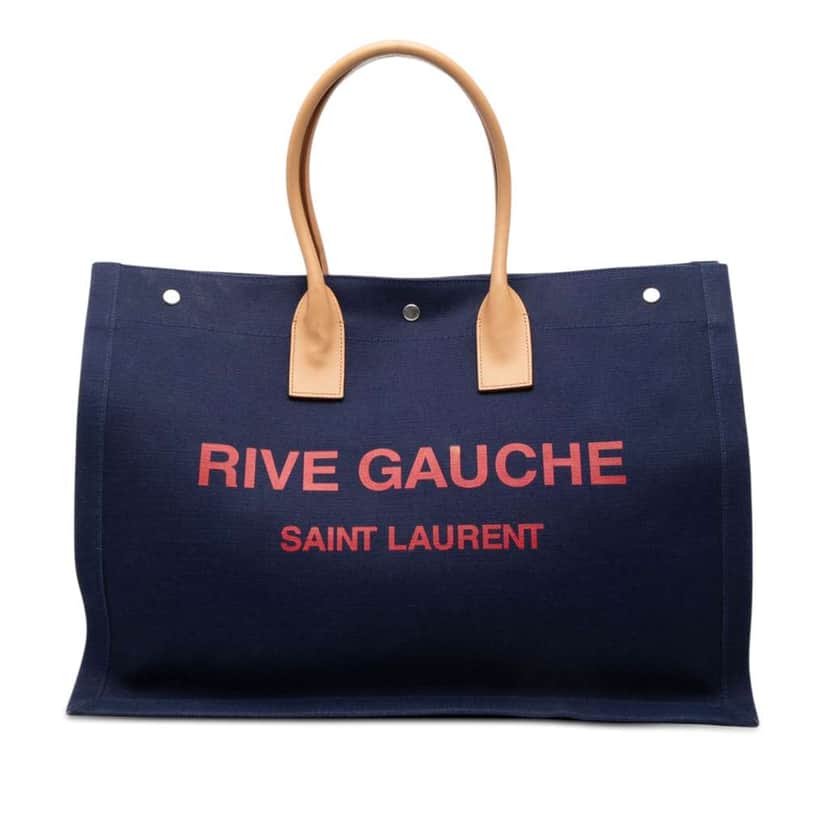 Saint Laurent Large Canvas Rive Gauche Tote Blue Canvas Good condition - Front View
