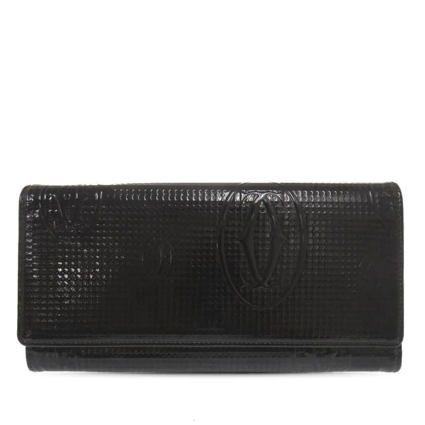 Cartier Patent Happy Birthday Long Wallet Black Leather Good condition - Front View