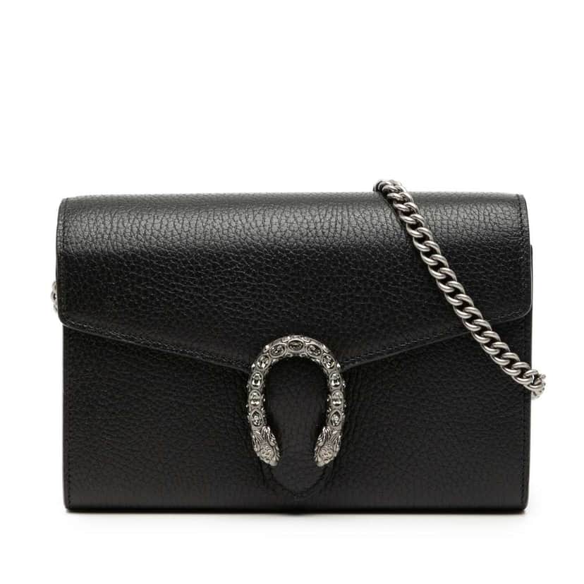 Gucci Leather Dionysus Wallet on Chain Black Leather Good condition - Front View