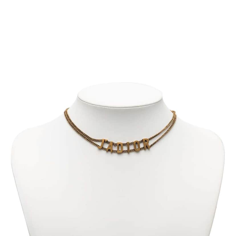 Dior Gold Plated J Adior Choker Necklace Gold Metal Good condition - Front View