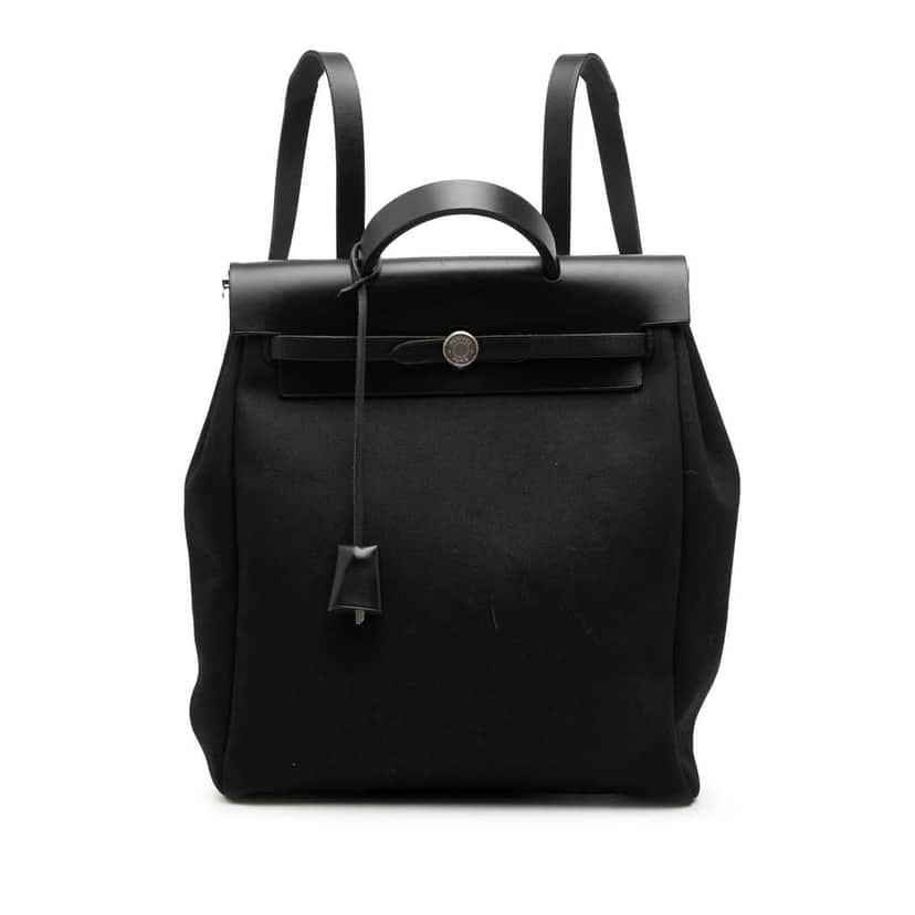 Hermès Toile Herbag GM Backpack Black Canvas Good condition - Front View