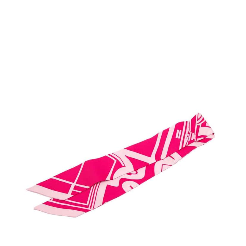 Hermès Les Coupes Tattoo Twilly Silk Scarf Pink Silk Good condition - Front View