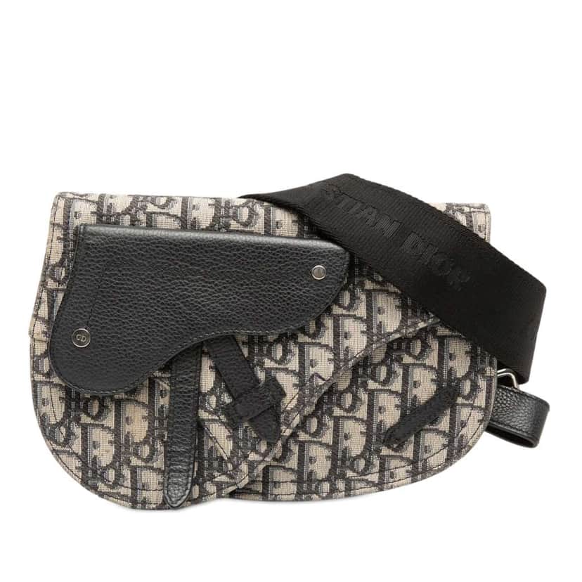 Dior Oblique Canvas Saddle Messenger Bag Blue Canvas Good condition - Front View