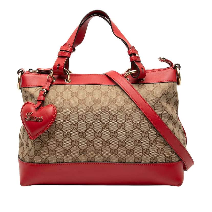 Gucci GG Canvas Valentine Satchel Beige Canvas Good condition - Front View