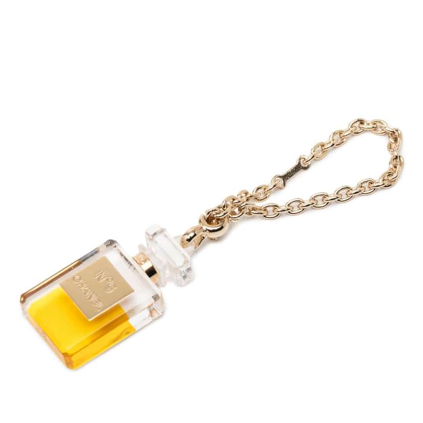 Chanel Resin No 5 Perfume Bottle Bag Charm Gold Good condition - Front View
