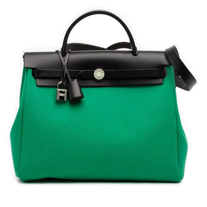 Hermès Toile Herbag Zip 31 Green Canvas Good condition - Front View