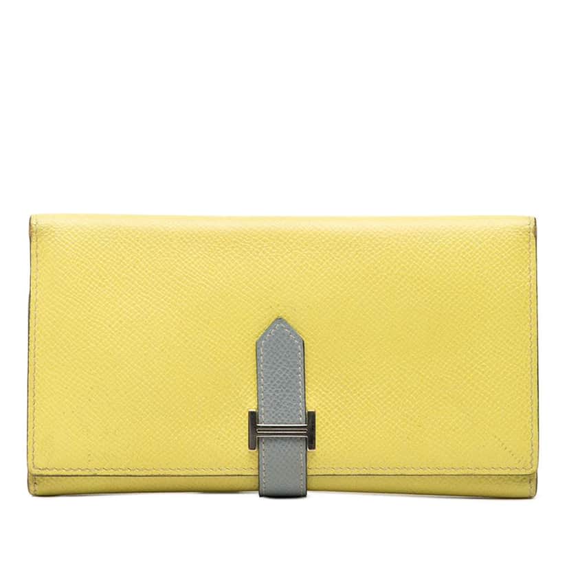 Hermès Bicolor Epsom Bearn Long Wallet Yellow Leather Very good condition - Front View