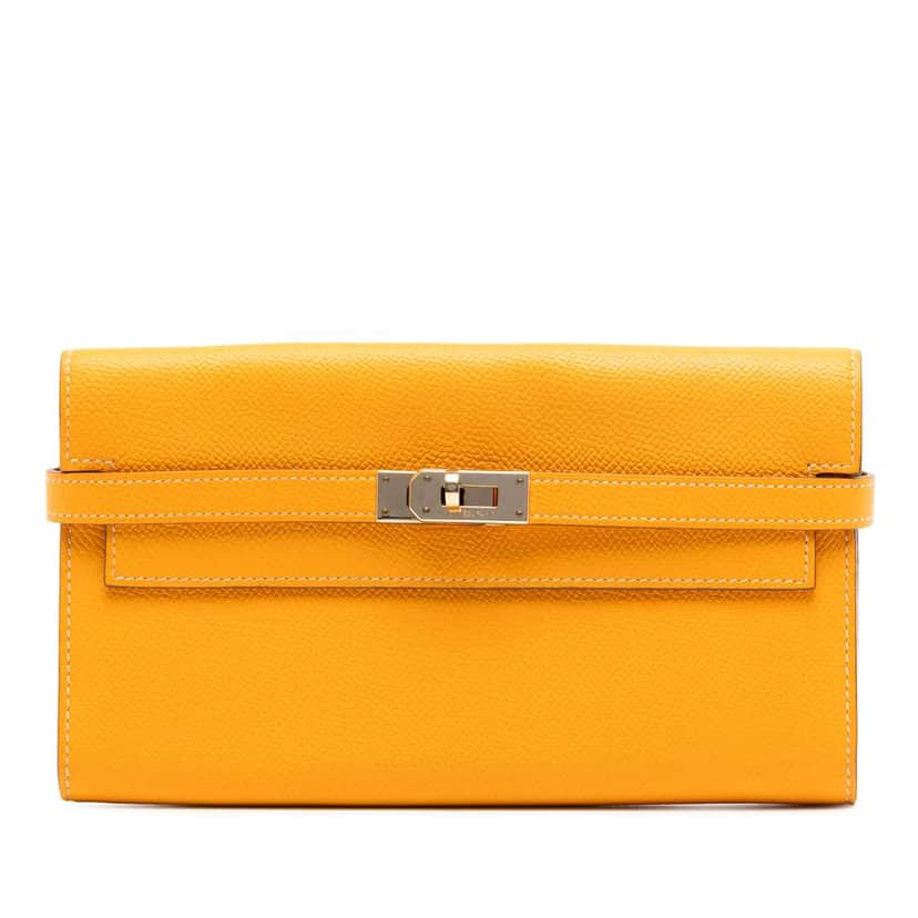 Hermès Epsom Kelly Longue Wallet Yellow Leather Very good condition - Front View