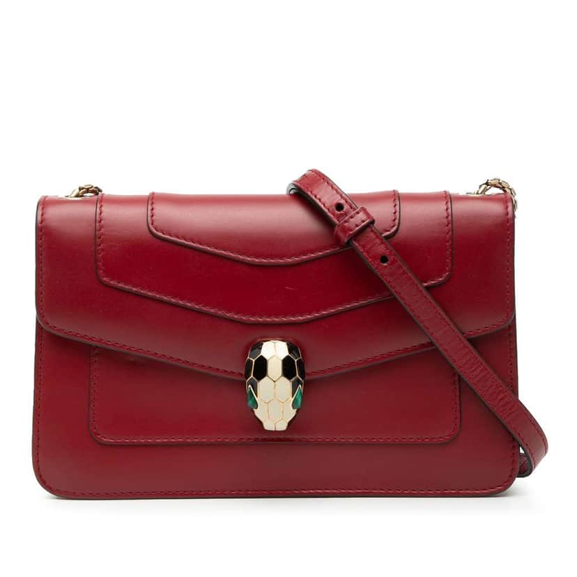 Bvlgari Leather Serpenti Forever Crossbody Red Leather Very good condition - Front View