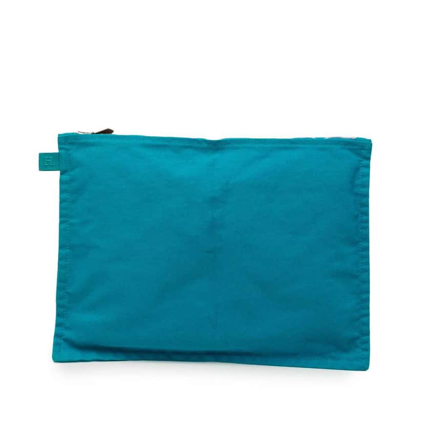 Hermès Toile Bora Bora Zip Pouch GM Blue Canvas Very good condition - Front View