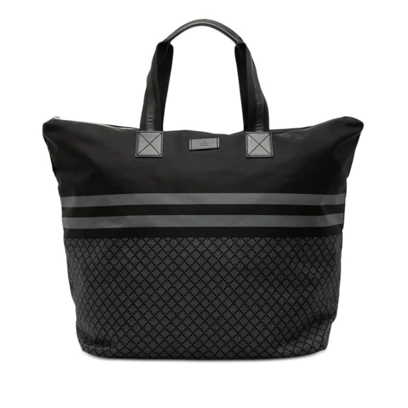 Gucci Diamante Nylon Web Tote Black Very good condition - Front View