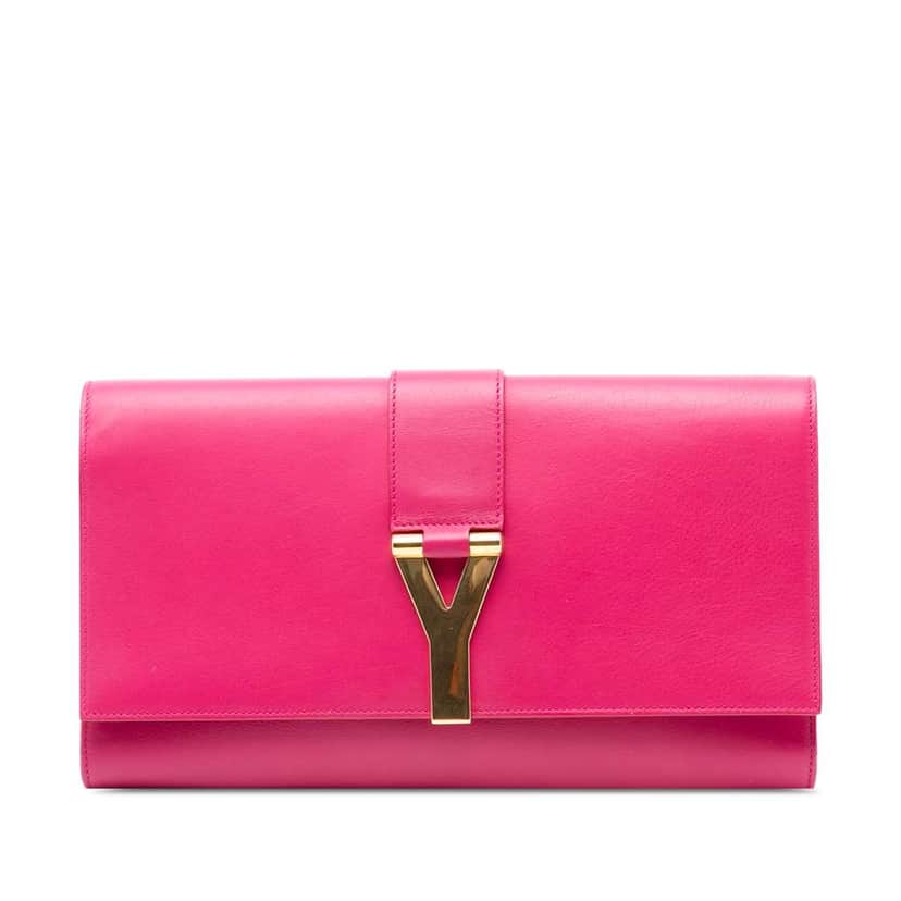 Saint Laurent Leather Chyc Ligne Clutch Pink Leather Very good condition - Front View