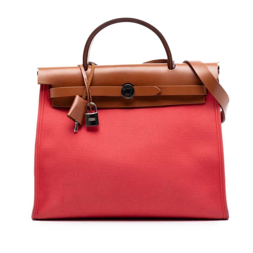 Hermès Toile Herbag Zip 31 Red Canvas Very good condition - Front View