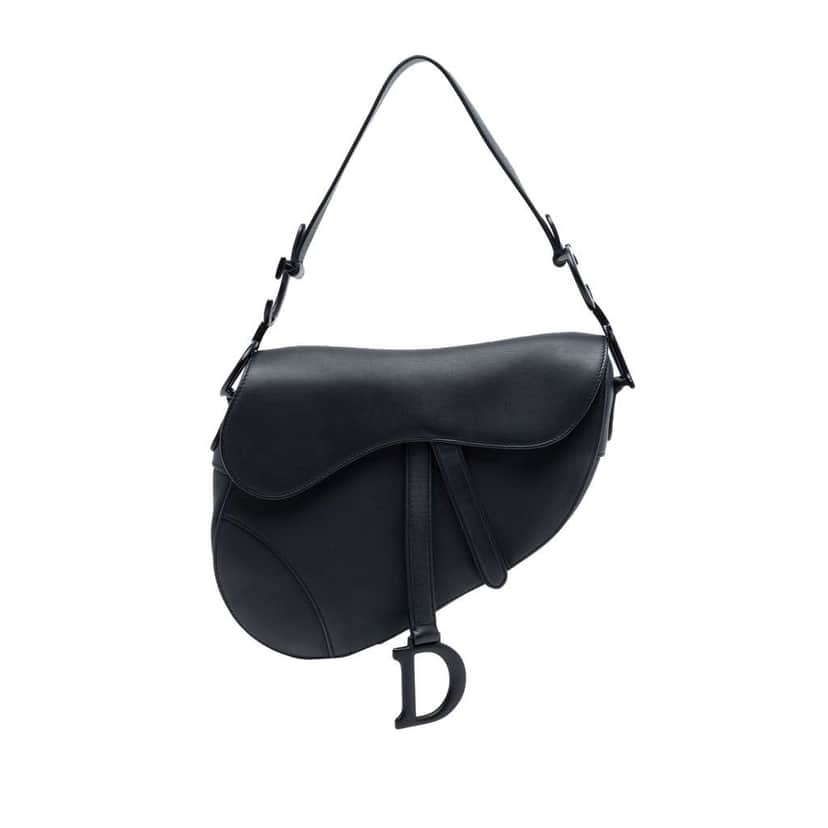 Dior Ultra Matte Calfskin Saddle Bag Black Leather Very good condition - Front View