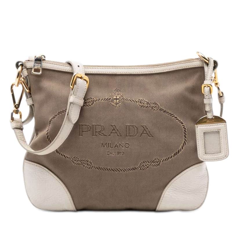 Prada Canvas Canapa Logo Crossbody Brown Canvas Very good condition - Front View