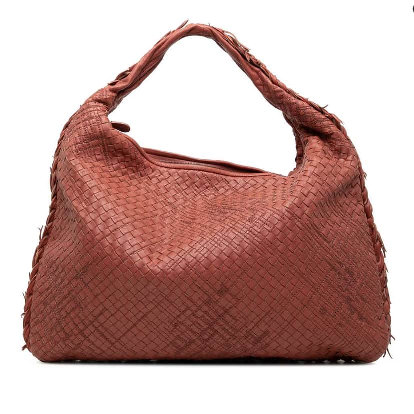 Bottega Veneta Large Nappa Intrecciato Veneta Hobo Red Leather Very good condition - Front View