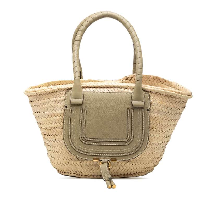 Chloé Medium Raffia Marcie Basket Tote Beige Very good condition - Front View
