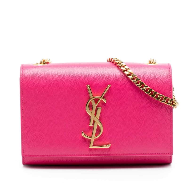 Saint Laurent Small Grain De Poudre Monogram Kate Crossbody Pink Leather Very good condition - Front View