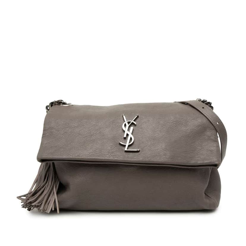 Saint Laurent Medium Grain De Poudre West Hollywood Crossbody Grey Leather Very good condition - Front View