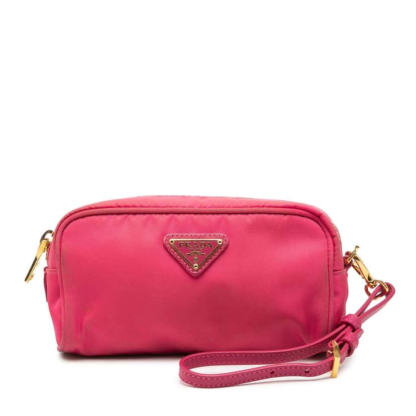 Prada Tessuto Wristlet Pouch Pink Very good condition - Front View