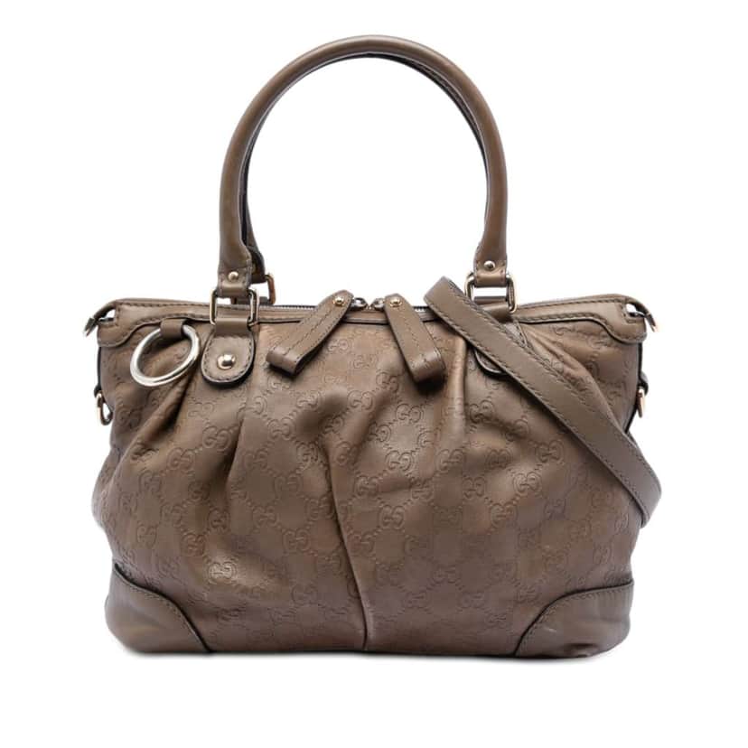 Gucci Guccissima Sukey Satchel Brown Leather Very good condition - Front View