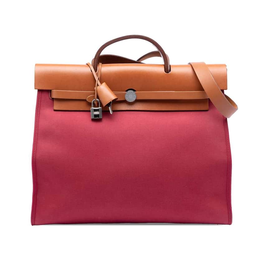 Hermès Toile Herbag Zip 39 Red Canvas Very good condition - Front View