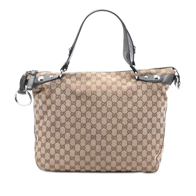 Gucci Large GG Canvas Icon Bit Satchel Beige Canvas Very good condition - Front View