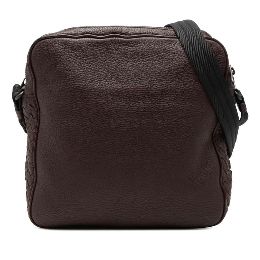 Bottega Veneta Intrecciato Trimmed Nappa Messenger Bag Brown Leather Very good condition - Front View