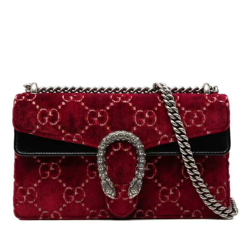 Gucci Medium GG Velvet Dionysus Crossbody Red Velvet Very good condition - Front View