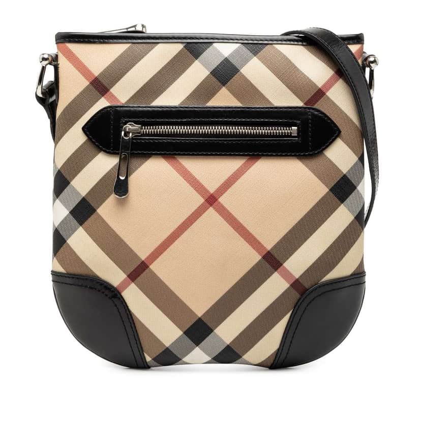 Burberry Supernova Check Coated Canvas Dryden Crossbody Beige Very good condition - Front View
