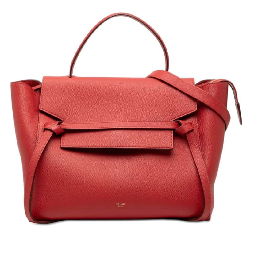 Celine Mini Leather Belt Bag Satchel Red Leather Very good condition - Front View
