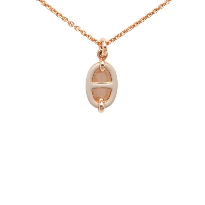 Hermès Mini Rose Gold Plated Maillon Pendant Necklace Gold Metal Very good condition - Front View