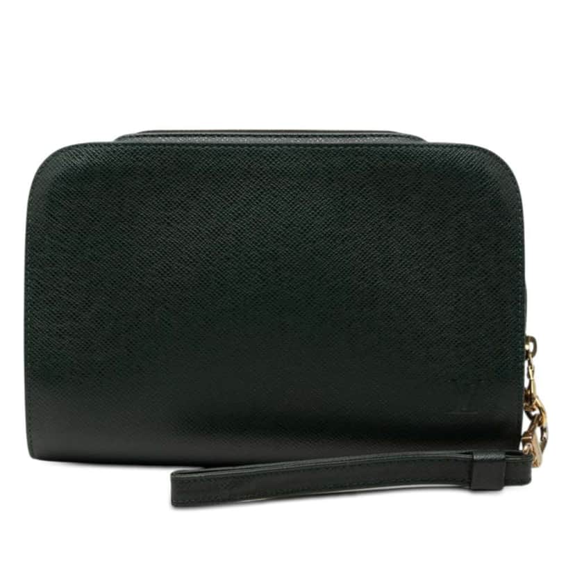 Louis Vuitton Taiga Pochette Baikal Green Leather Good condition - Front View
