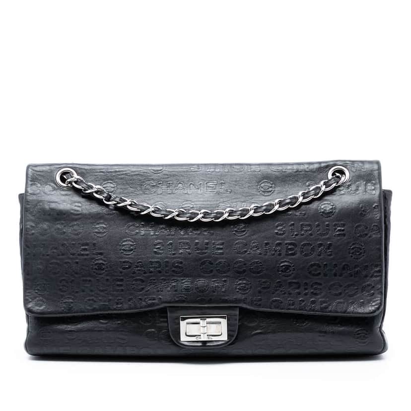 Chanel Maxi Embossed Calfskin 31 Rue Cambon Reissue 2.55 Double Flap Black Leather Very good condition - Front View