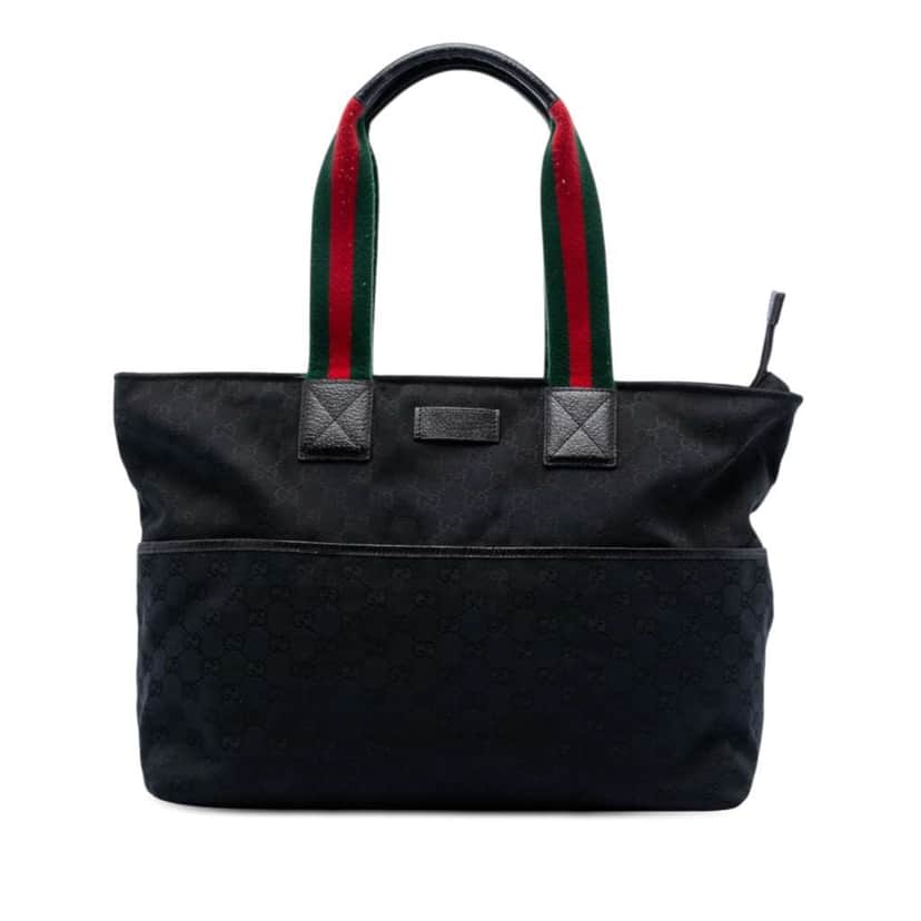 Gucci GG Canvas Web Tote Black Canvas Very good condition - Front View