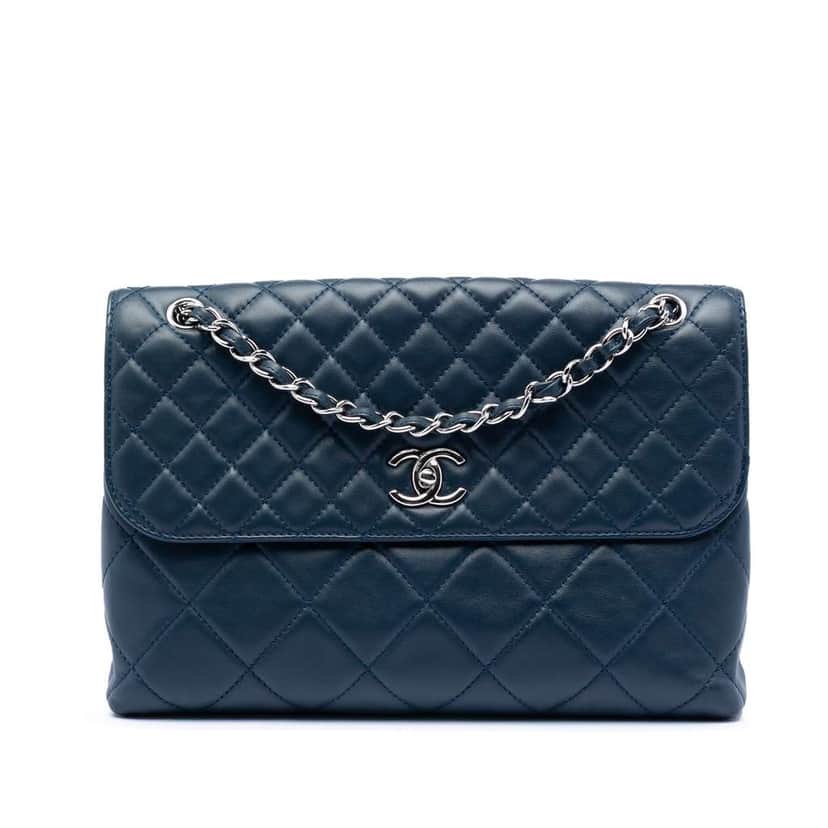 Chanel Quilted Calfskin In The Business Flap Blue Leather Very good condition - Front View