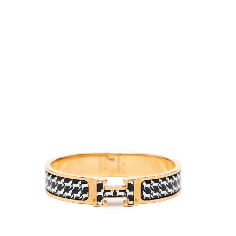 Hermès Narrow Enamel Cheval Pixel Clic H Bracelet PM Black Very good condition - Front View