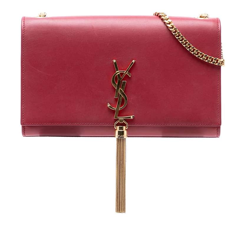 Saint Laurent Medium Smooth Calfskin Classic Monogram Kate Tassel Crossbody Red Leather Very good condition - Front View
