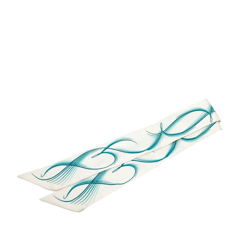 Hermès 24 Faubourg Silk Twilly Scarf White Silk Very good condition - Front View