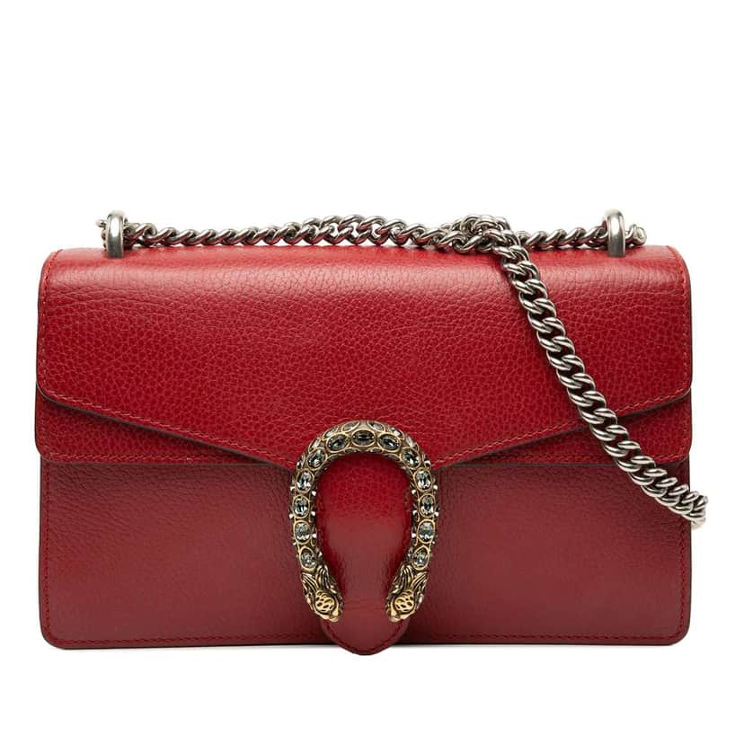 Gucci Medium Leather Dionysus Shoulder Bag Red Leather Very good condition - Front View